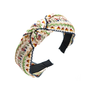 Broderie détaillée sur bandeau noué vintage aux motifs floraux colorés