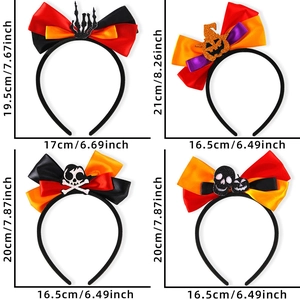 Detailed Halloween headband sizes including skull and pumpkin bow measurements