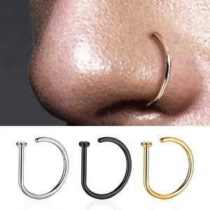 D Shaped Nose Rings Punk Body Piercing Copper Metal Jewelry Geometric Sexy Hoop For Women Men Unisex Simple Classic