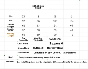 Detailed size chart for the white hollow-out embroidery blazer and shorts set