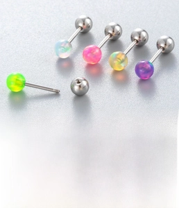 Detailed size specifications for 4mm opal titanium steel threaded piercing studs