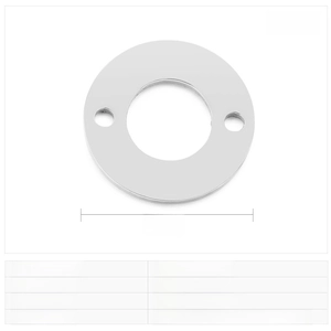 Macro detail of 16mm stainless steel round spacer with dual side holes for jewelry making