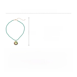 Detailed spec sheet for crystal beaded necklace showing alloy glass material and 47cm size
