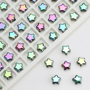Detailed view of colorful 8mm star-shaped glass crystal beads for DIY jewelry making
