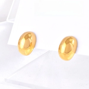 Polished gold hollow teardrop earrings made of stainless steel with a high-gloss finish