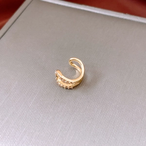 Eleganter vergoldeter Doppel-Ohrclip mit funkelnden Zirkoniasteinen ohne Ohrloch
