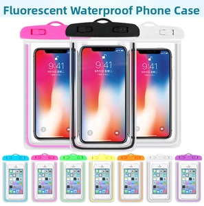 Waterproof phone case collection in eight vibrant neon colors with secure top seal