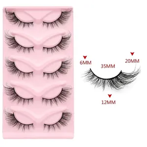 Detail view of cat eye false eyelashes showing length specs from 6mm to 20mm