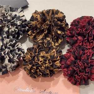Set di elastici per capelli chic con stampa leopardata e scozzese in tessuto di alta qualità