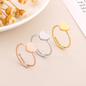 Minimalist Heart Open Ring Stainless Steel Adjustable Finger Band Polished Jewelry Gift For Women Girls Fashion Accessory