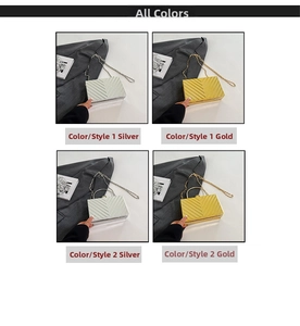 Detailed view of acrylic evening clutch bags with V-shaped texture and metal chain straps