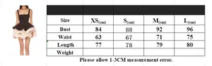 Detailed size chart for retro black and white party dress with bust and waist measurements