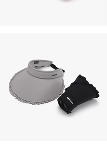 Visière de protection UV avec bord en dentelle affichée à plat et pliée portable