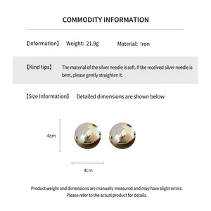 Detailed size map of minimalist spherical earrings with 4cm silver pin and 21.9g weight