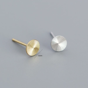 Minimalist s925 sterling silver geometric round stud earrings in gold and silver, 6mm
