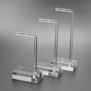 Set of 3 transparent acrylic earring display stands with L-shaped stable base