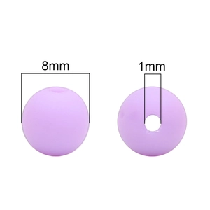 8mm purple matte acrylic round beads with 1mm center hole for DIY jewelry making