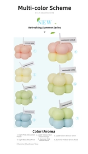 Detailed close-up of handmade bubble cube scented candles in various pastel colors