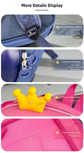 Detail of adjustable straps, metal zipper and honeycomb breathable back padding