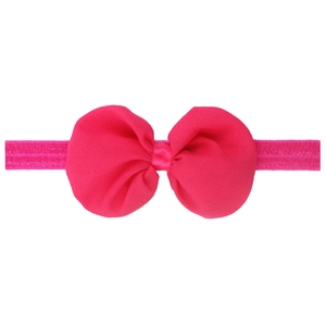 Chiffon bow headband for newborn babies in magenta rose soft elastic fabric