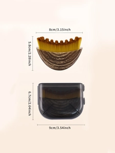 Detailed size specifications for crescent foundation brush and translucent storage case
