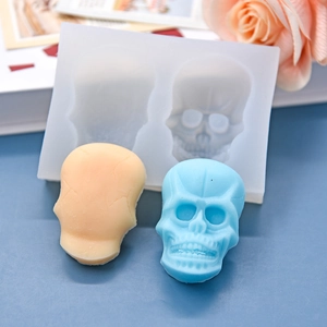 Skull shape silicone mold for DIY baking and crafts with detailed dual cavity design