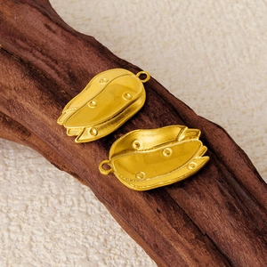 Elegant 304 stainless steel bud pendant charms for DIY jewelry making on wood