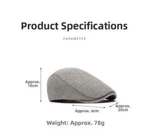 Détails de la casquette plate: hauteur 10cm, visière 6cm, largeur 20cm, poids 78g