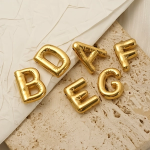 Puffy Balloon Letter Pendant 18K Gold Plated 304 Stainless Steel 3D Initial Charm For Personalized Jewelry Making