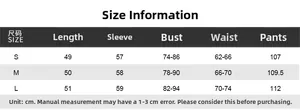 Detailed size chart for snake print slim fit two-piece set including top and flared pants