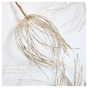 Close-up of champagne gold glittery flower branch for Christmas tree decor and floral design