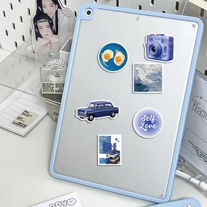 50 pieces of blue DIY waterproof PVC stickers set for laptop, phone case, and skateboard decor