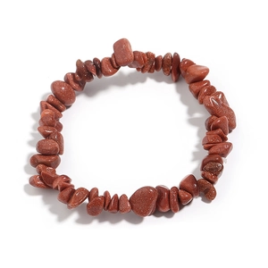 Bracciale elastico da donna con pietre naturali di goldstone rosso irregolari