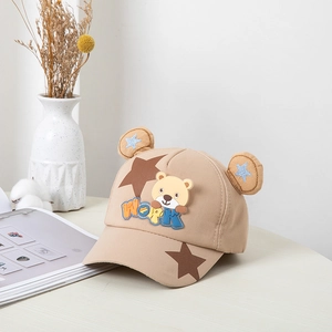 Casquette de baseball kaki pour enfant avec oreilles d'ours et motifs d'étoiles