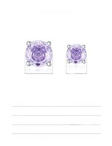 Detail specifications for S925 sterling silver violet rose cut stud earrings in 6mm and 8mm
