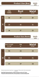 Size chart for seamless yoga romper showing measurements for chest, waist, and hips