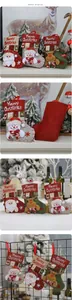 Detailed Christmas stockings with 3D Santa, Snowman and Reindeer characters on a fireplace