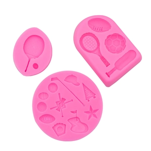 Roze siliconen mallen set voor voetbal en tennisbal cake fondant decoraties