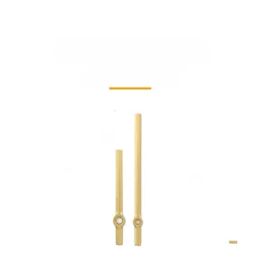 Close-up of golden clock hands set for wall clocks, made of lightweight aluminum metal