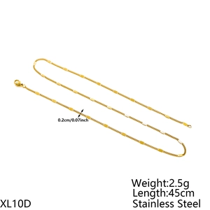 Detail view of 18K gold plated stainless steel snake chain necklace with specifications