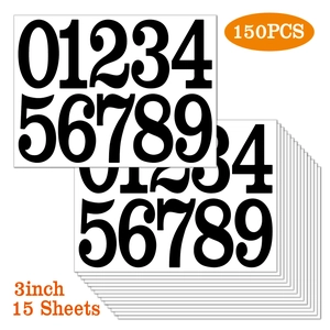 Détail de stickers chiffres 3 pouces en vinyle étanche lot de 150 pièces noir pour DIY