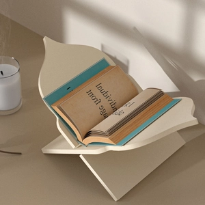 Elegant X-shaped wooden reading stand in light beige finish for books and scriptures