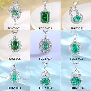 Luxury S925 sterling silver necklaces with emerald and paraiba pendants in various cuts