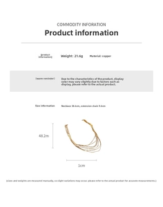 Detailed specs of multi-layer gold snake chain necklace with size and weight info