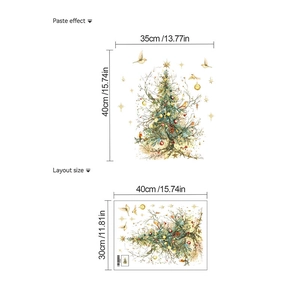 Detailed size guide for Christmas tree wall decal showing layout and paste dimensions