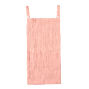 Pink double-layer cotton gauze baby crib organizer bag for diapers and toys storage