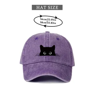 Guide des tailles pour casquette en jean lavé violet avec motif de chat mignon