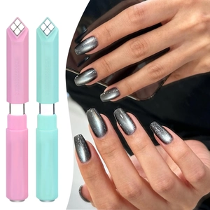 Nail art magnet tool set with four strong magnets for creating cat-eye polish effects