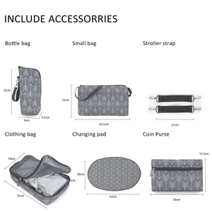 7-piece diaper bag accessories set with bottle bag, changing pad, and pouches
