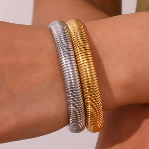 Bracelet chaîne serpent élastique de 10mm en acier inoxydable doré et argenté